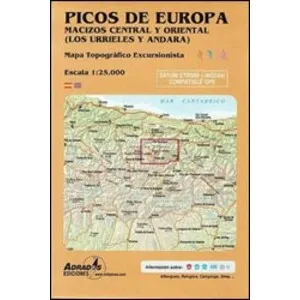 Picos de Europa Macizos Central y Oriental (los Urrieles y Ándara). Mapa Topográfico Excursionista - Adrados Ediciones