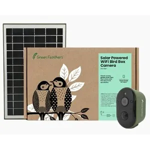 Cámara a Color y Visión Infrarroja con Panel Solar y Conexión Wifi para Colocar en Cajas Nido y Jardín - GREEN FEATHERS
