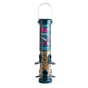 FLF-S2B 'Flo Festival' Comedero Tubular para Aves Silvestres Mediano para Mezcla de Semillas Metálico de Gran Capacidad - JACOBI JAYNE