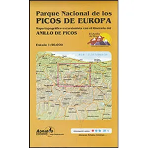 Parque Nacional de los Picos de Europa. Mapa Topográfico y Excursionista con el Itinerario del Anillo de Picos - Adrados Ediciones