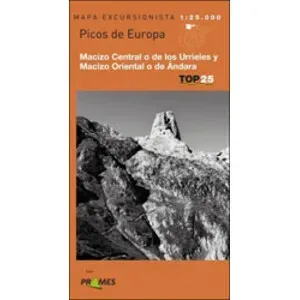 Mapa Excursionista Top 25. Picos de Europa Macizo Central o de los Urrieles y Macizo Oriental o de Ándara - Prames