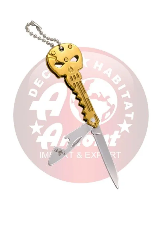 Third Llavero Navaja Llave Calavera · Oro