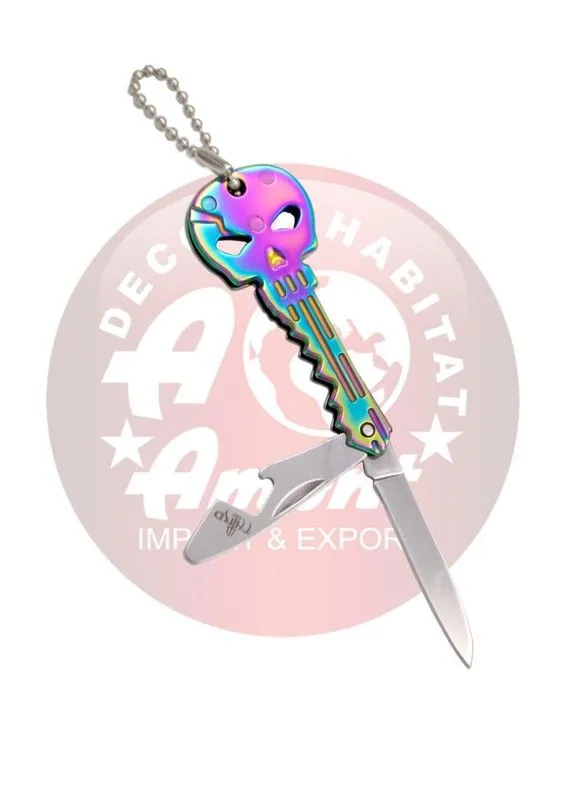 Third Llavero Navaja Llave Calavera Rainbow