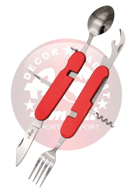 Third Navaja Multifunción con Cubiertos Aluminio · Rojo