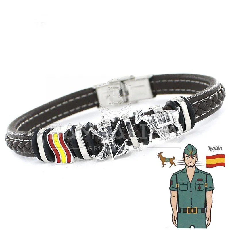 Pulsera Piel y – Legión · Plata