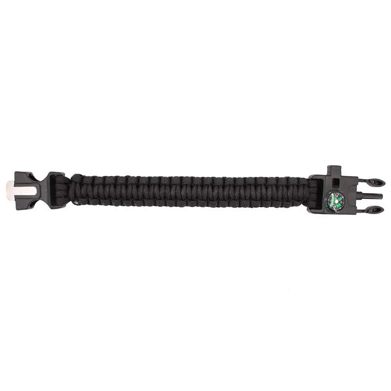 Immortal Warrior Pulsera Paracord Immortal con Pedernal y Brujula · Negro