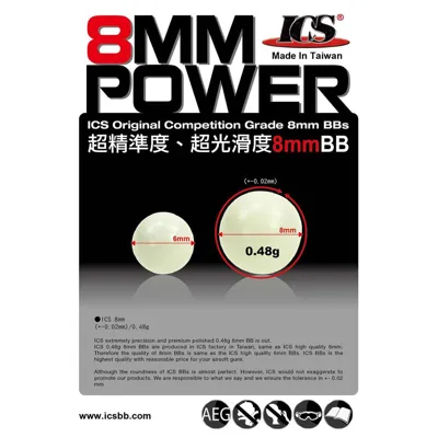 0.48g 8mm BBs 500PCS Bag - ICS