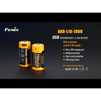 16340 700U mAh Recargable Micro USB - FENIX