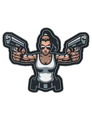 Táctico Moral PVC 3D Chica con Pistolas - 101 INC