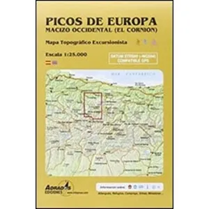 Mapa Topográfico Excursionista. Picos de Europa Macizo Occidental (el Cornión) - Adrados Ediciones