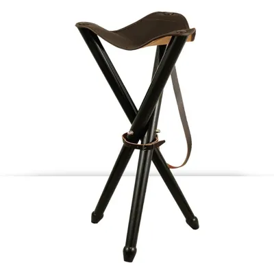 Silla Banqueta Trípode Plegable Madera y Piel 65cm. BK016 - ARCEA