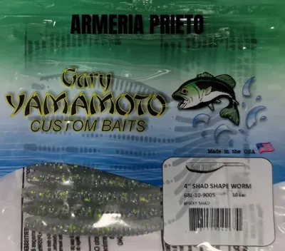 Vinilo Yamamoto 4 Shad Shape Worm 68L-10-9005 Sexy Shad 10UNID - GARY YAMAMOTO