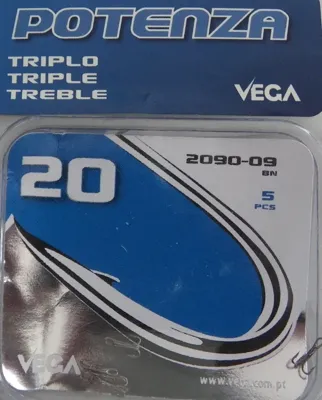 Poteras Anzuelos Triples 2090-09 5PCS. Treble Hook Bn - VEGA