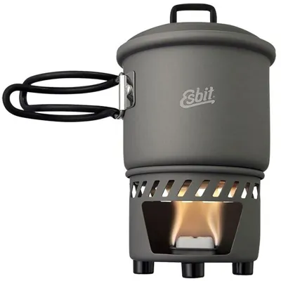 Set de Cocina Olla Aluminio Anodizado 585 ml con Estufa de Combustible Sólido - Esbit