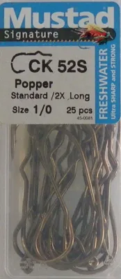 Anzuelo Anilla Signature Popper Standard 2x Long 25PCS - MUSTAD