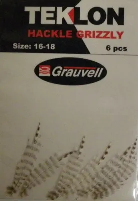 Plumas Teklon Hackle Grizzly Size: 16-18 6PCS - GRAUVELL