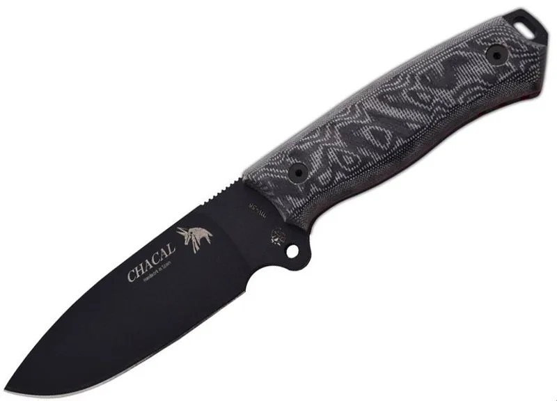 JV Aventura Cuchillo JV Chacal Micarta Lacado Piel 25 cm · Negro