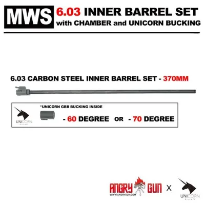 Set Cañon de Precision de Acero 6.03 370mm con Cámara y Goma Hop-Up Unicorn 60º - Angry Gun