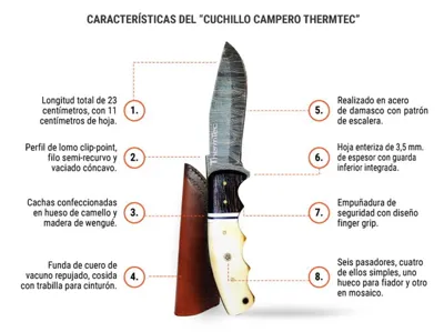 Cuchillo Campero con Acero de Damasco - THERMTEC
