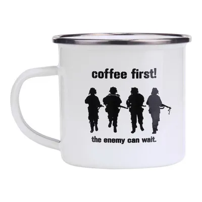 Taza Esmaltada Coffee First! - Fostex WWII Series