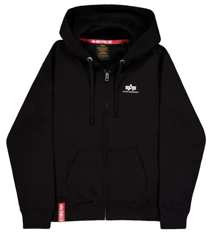 Alpha Industries Sudadera Basic Small Logo Zip · Negro
