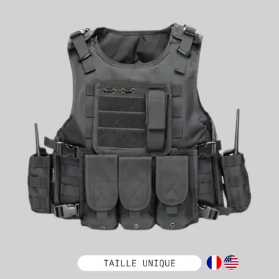 Gilet Police Gendarmerie - 900D Imperméable Velcro Modulaire - BDU AIRSOFT