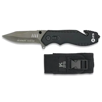Navaja 19801 Rompe Cinturones Pro Titanium Coated 8cm con Funda - K25