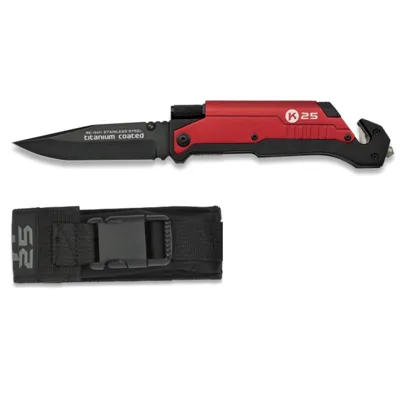 Navaja Supervivencia 19451 Titanium Coated 9cm con Pedernal y Funda - K25