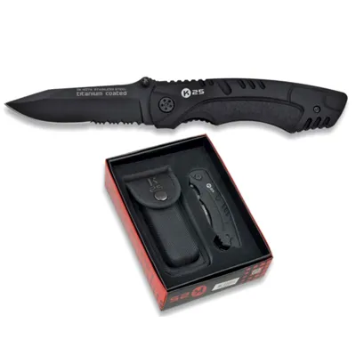 Navaja Táctica 11074 Titanium Coated 8cm con Funda - K25