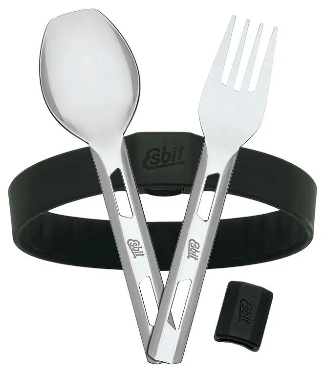 Esbit Set de Cubiertos Acero Inoxidable · Negro