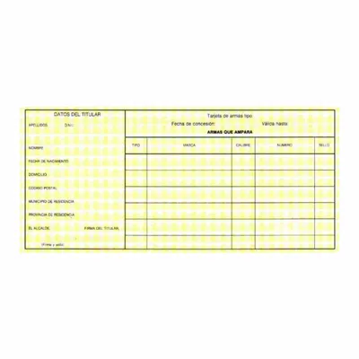 Tarjeta Registro de Armas - OEM