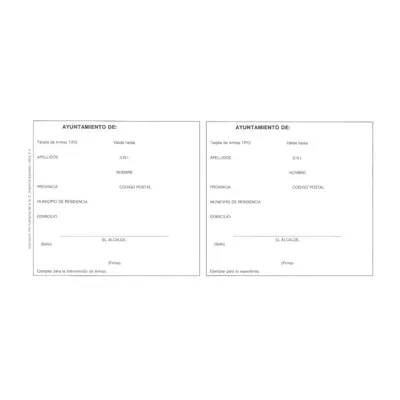 Tarjeta Registro de Armas - OEM