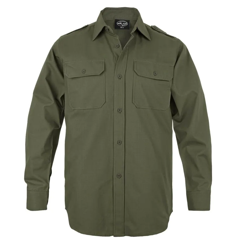 MilTec Camisa Feldhemd RipStop · Verde / OD