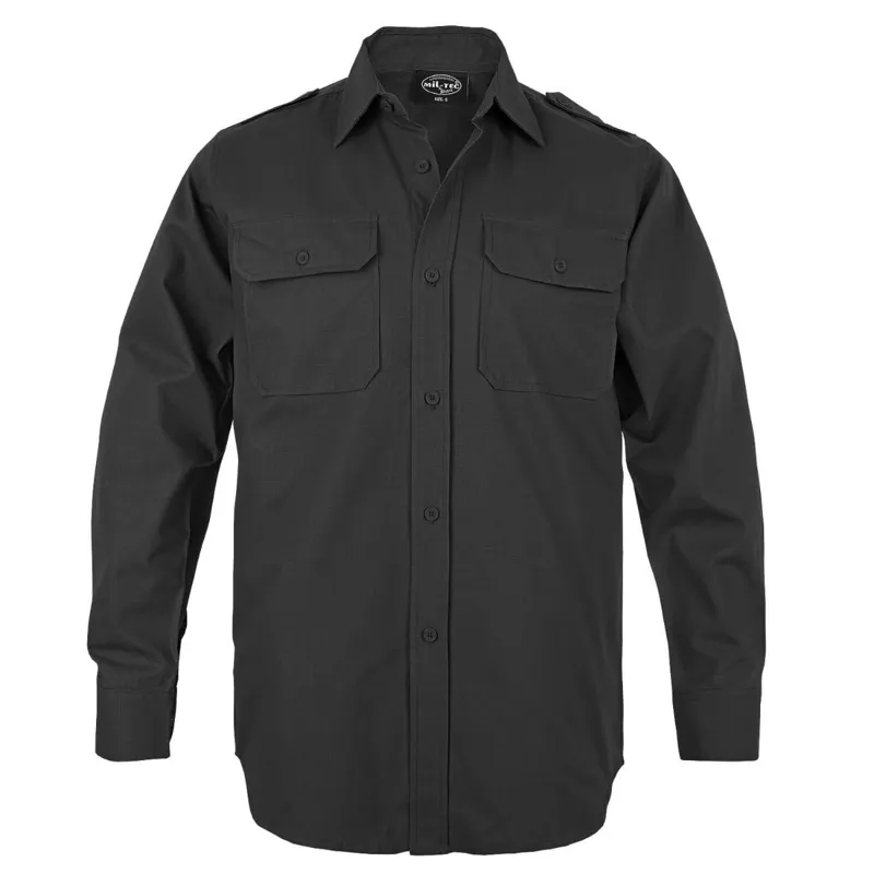 MilTec Camisa Feldhemd RipStop · Negro