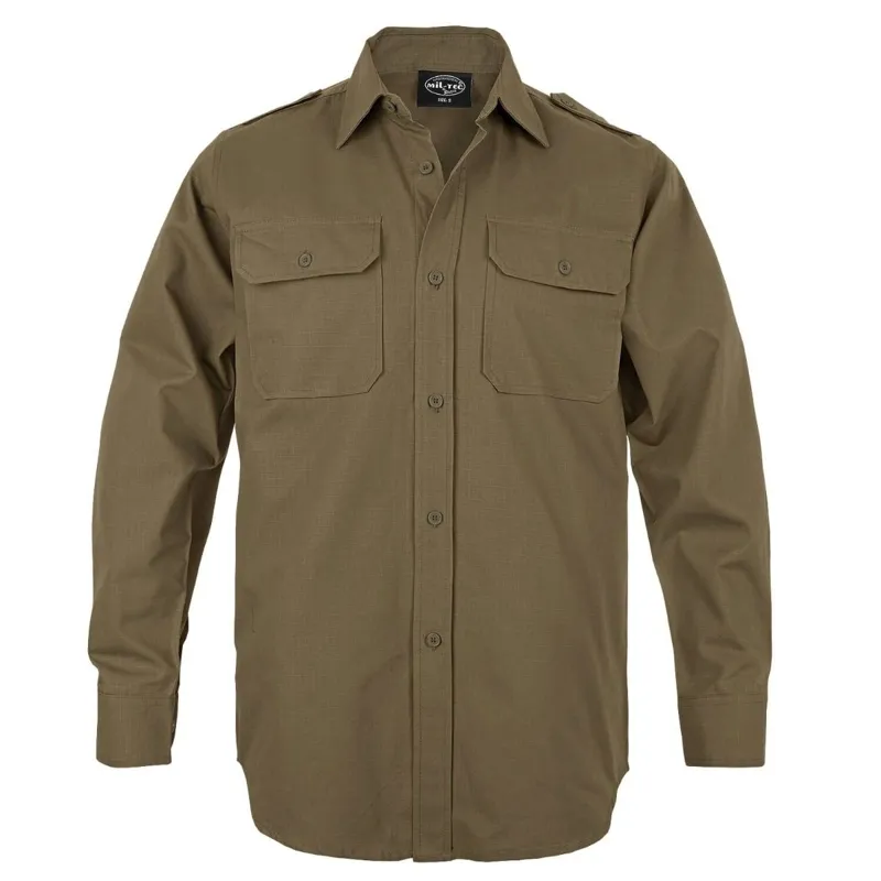 MilTec Camisa Feldhemd RipStop · Coyote