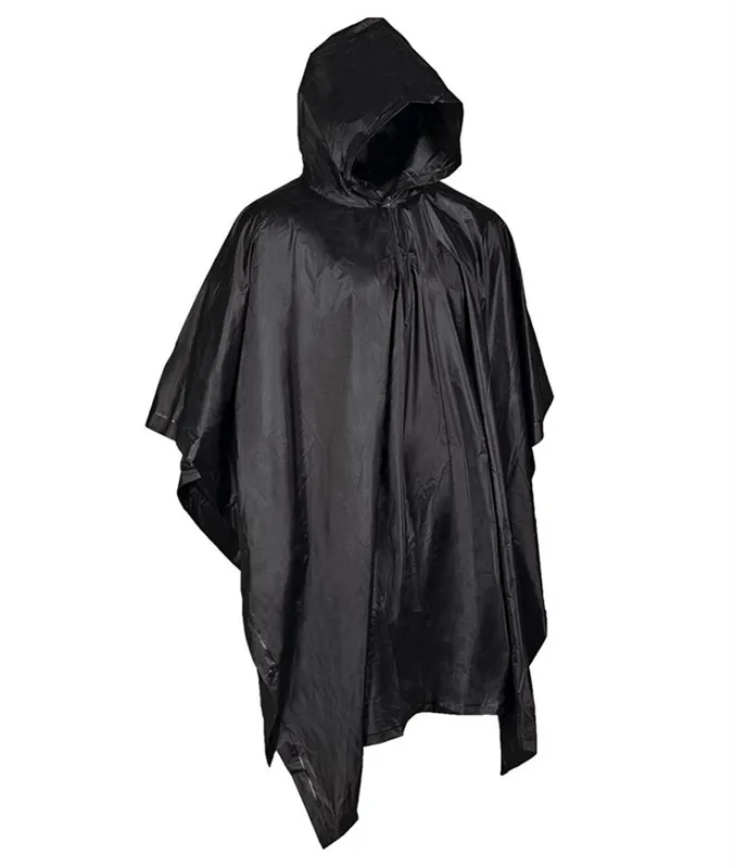 MilTec Poncho Impermeable · Negro