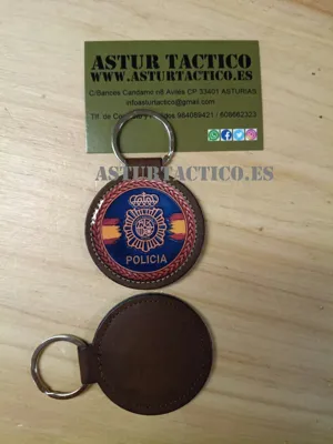 Llavero Policía Nacional de Cuero Redondo