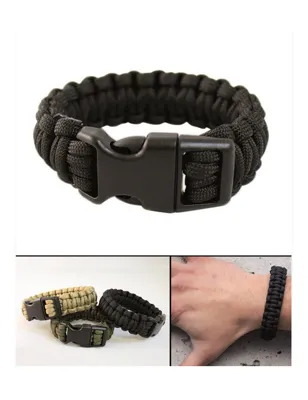 Pulseira Paracord 1,5cm (Fecho Plastico) - Preta