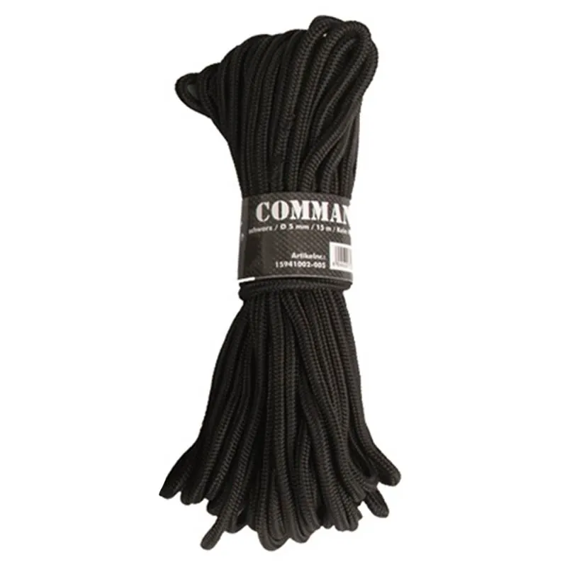 Mil-Tec Cuerda Multiusos Commando Rope 15m · Negro