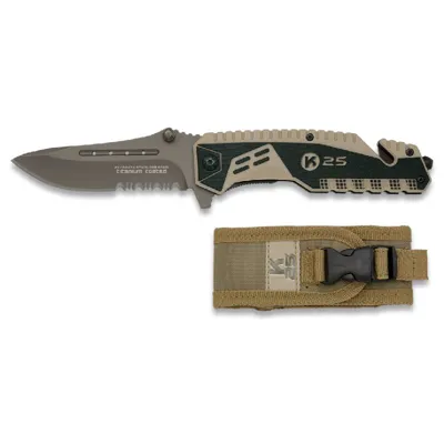 Navaja Táctica 19443 Titanium Coated 8.9cm con Funda - K25