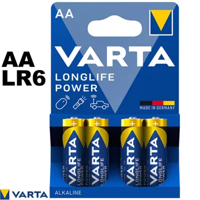 Longlife Power AA LR6 1.5V – Blister 4 Piles Alcalines pour Manette et Jouet - Varta