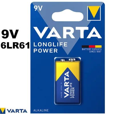 Pile 9V Longlife Power 6LR61 – Alcaline à Puissance Élevée et Longue Durée - Varta