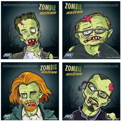 Lot 100 Cibles Carton 14x14 cm Shooting Targets Zombie - ASG