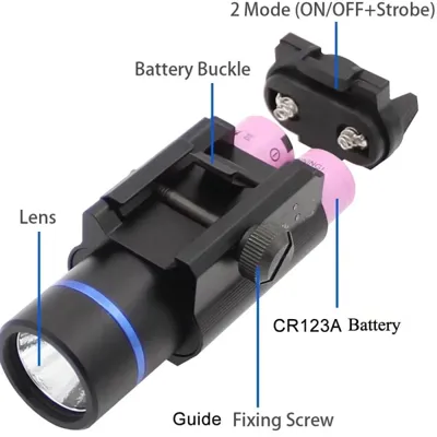 Lampe de Poche LED de Lumière de Chasse Tactique QD D'usine 500 Lumens - Black Eagle
