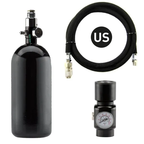 BO - Pack Complet Bouteille 0,8L + Regulateur + Ligne US · Negro