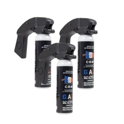 Pack de 3 Bombe Gaz Defense Cs Poignee Standard 100ml - Bazooka