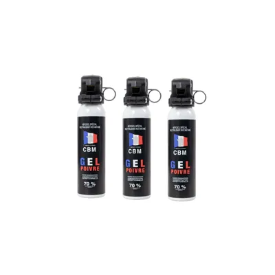 Mega Promo - Lot de 3 Bombe Autodefense - Gel Poivre - Poignee Standard - 100ml - Bazooka