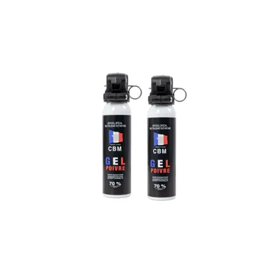Lot de 2 Bombe Autodefense - Gel Poivre - Poignee Standard - 100ml - Bazooka