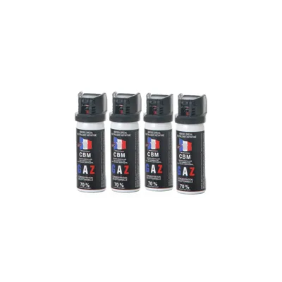 Lot de 4 Bombe de Defense - Gaz Cs - Capot Clapet - 50ml - Bazooka