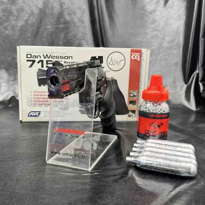 "Pack Prêt à Tirer" Revolver "Gnb Dan Wesson DW715 4'' - Steel - cal 4.5 - CO2 - Bazooka